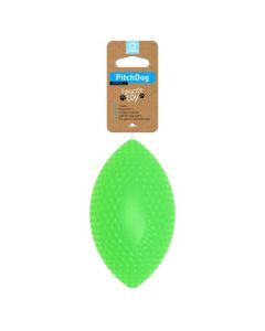 Balle de rugby PitchDog vert fluo pour chiens