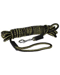 Longe de dressage pour chien 15 m en corde noire et jaune  
