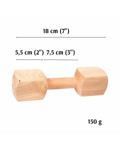 Haltère chien bois dur issu d'un morceau de bois unique 150 g 