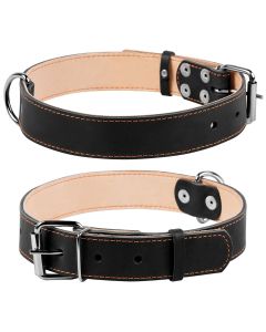 Collier en cuir CoLLaR doublé en cuir confort noir