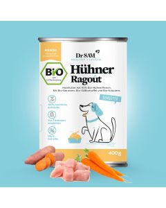 Pâtée pour chien Bio monoprotéine Dr. SAM Sensitive Ragoût de Poulet