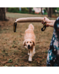 Boudin pour chien en jute ultra-solide à mordre à 2 anses