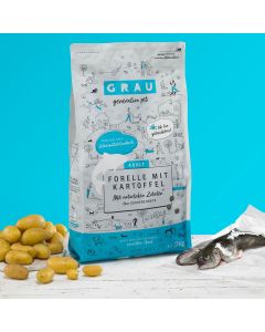 Croquettes naturelles GRAU pour chiens Adulte sans céréales Truite