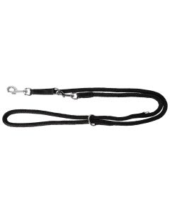 Laisse chien en corde noire double ajustable à 3 points 120-220cm
