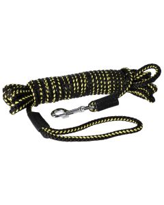 Longe en corde noire et jaune  de 15 m x 8 mm pour chiens